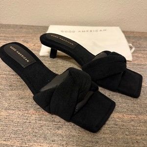 Good American Terry Kickstand Mule High Heel Women Terry Cloth Black Size 9